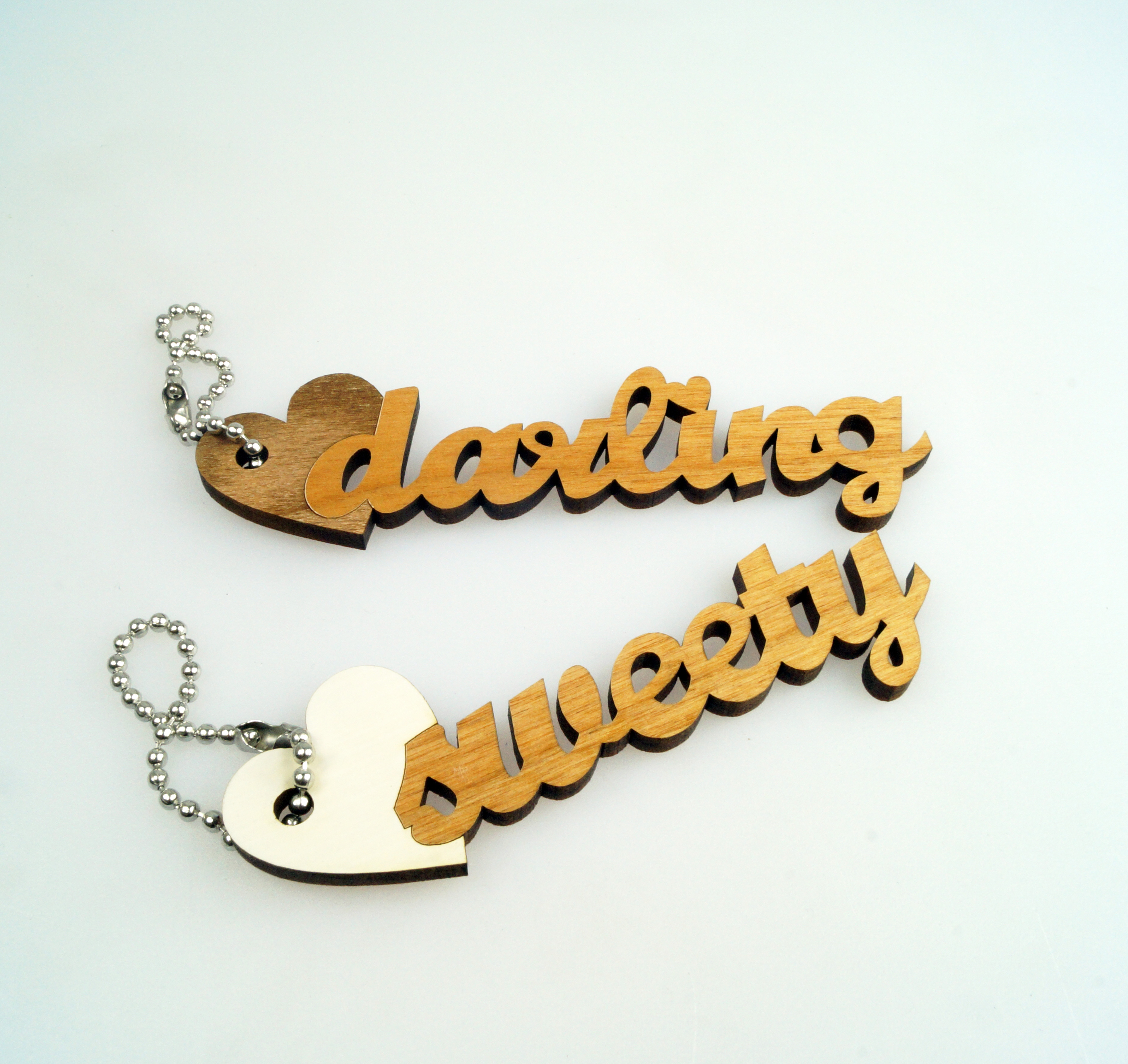 laser cut and engraved key chain for lovers