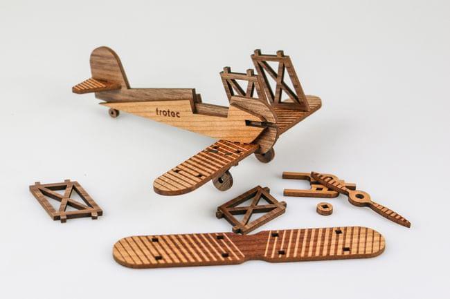 Laser cut wooden airplane components