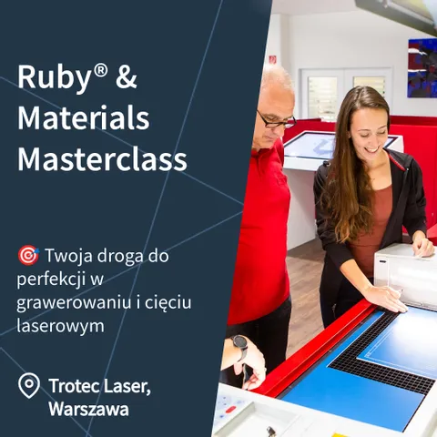 Demo oprogramowania Trotec Ruby na wycinarce laserowej podczas warszawskich warsztatów grawerowania i cięcia laserowego