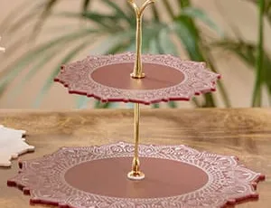 Gegraveerde Etagère van TroGlass Duo - Pastelkleur