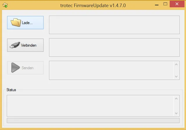 Interface FirmwareUpdate v1.4.7.0 de Trotec pour la mise à jour du firmware de la machine de découpe laser
