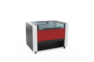 Trotec Speedy 400 CO₂ grabadora y cortadora láser con carcasa roja y negra