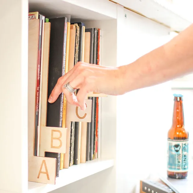 Laser engraved record organiser