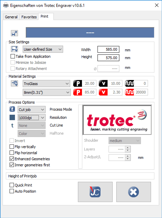 JobControl Vision laser software: Print and cut with the laser cutter SP3000