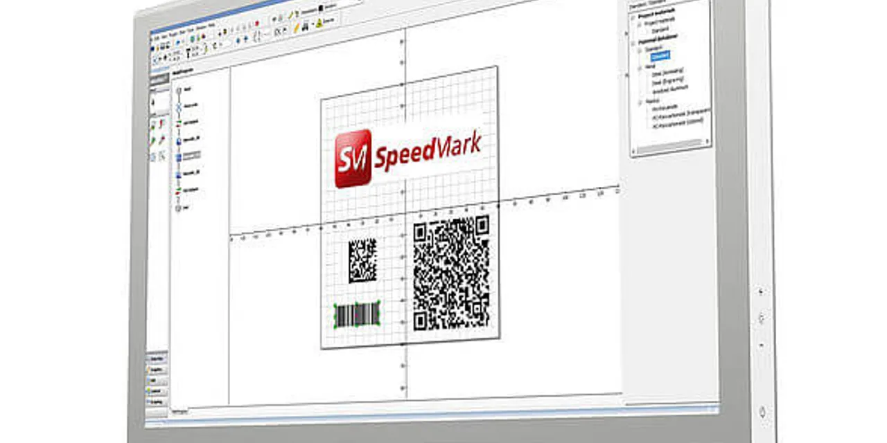 Interfaccia del software di marcatura laser Trotec SpeedMark su monitor desktop