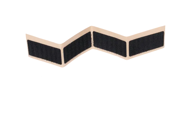 Laser-cut adhesive-backed Velcro strip processed with Trotec laser cutter for precision application