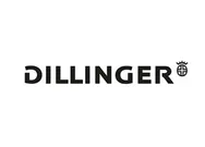 Dillinger-Logo mit fetter moderner Typografie und Kronen-Emblem