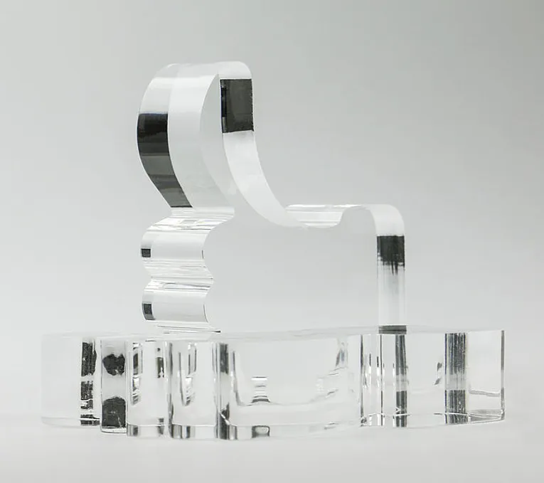 Laser cut acrylic with crystal clear flame polished finish