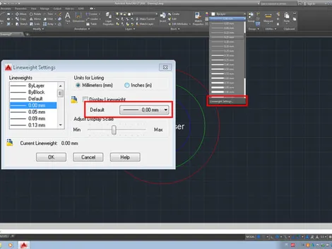 Establecer grosor de línea Autocad