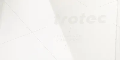 Trotec laser engraving on clear acrylic sheet with logo and slogan etched