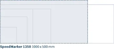 Trotec SpeedMarker 1350 lasermarkeringsytdiagram med 1000 x 500 mm arbetsyta