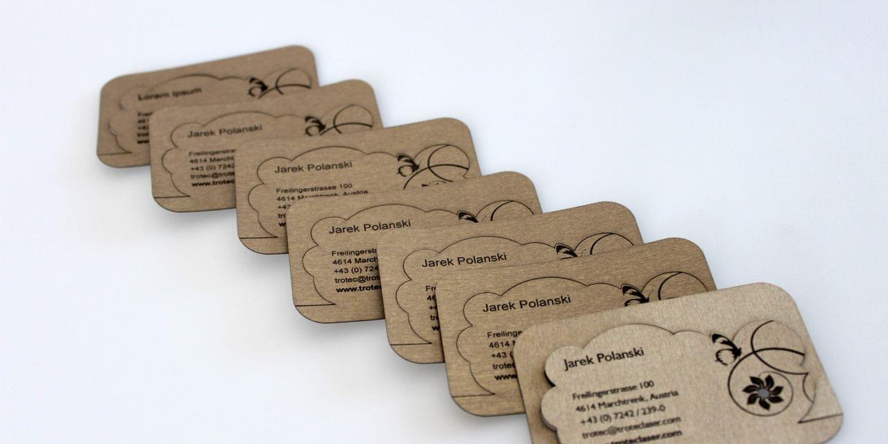 tarjetas de visita de papel grabado con láser