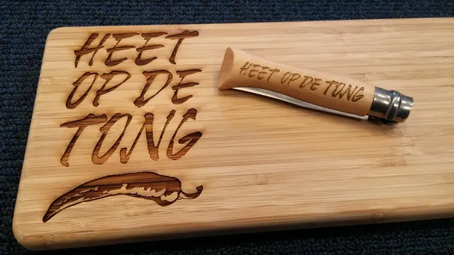 Bamboo cutting board and knife handle laser engraved with Trotec CO₂ laser cutter