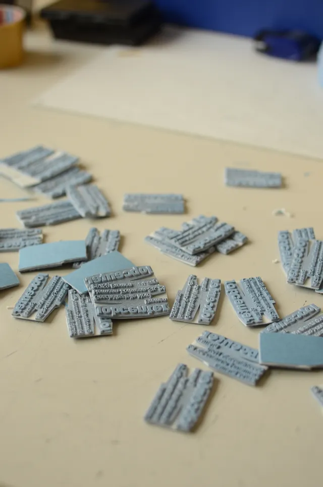 Laser-engraved rubber stamp plates created with Trotec Speedy CO₂ laser cutter