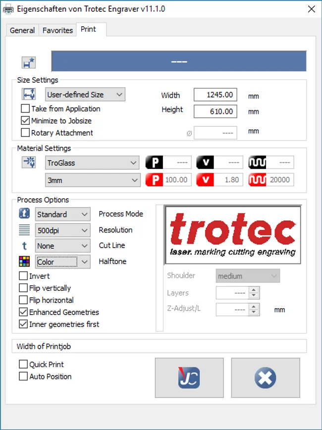 print settings troglass sign