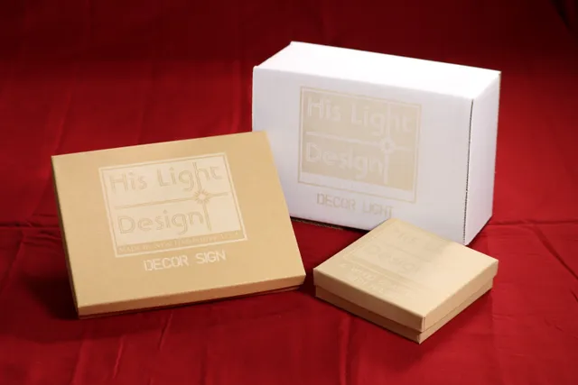 Laser-engraved packaging for His Light Design products created with Trotec CO₂ laser technology