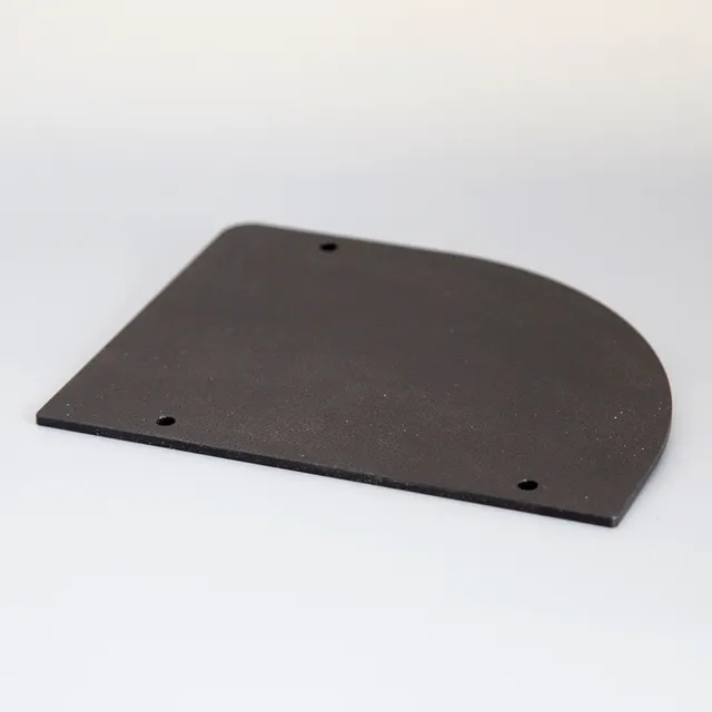 Laser-cut black acrylic sheet with rounded edge made using Trotec CO₂ laser cutter