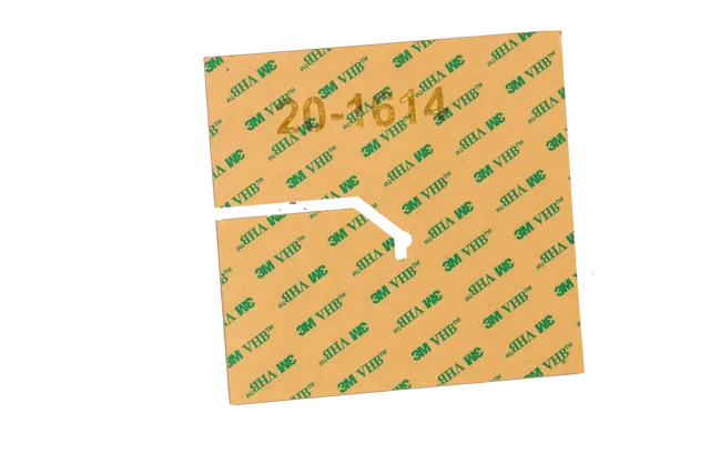 Laser-cut and engraved 3M VHB adhesive sheet using Trotec laser cutter