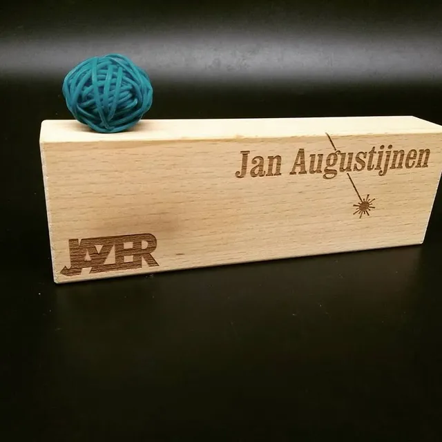 Laser engraving of wood for name tags