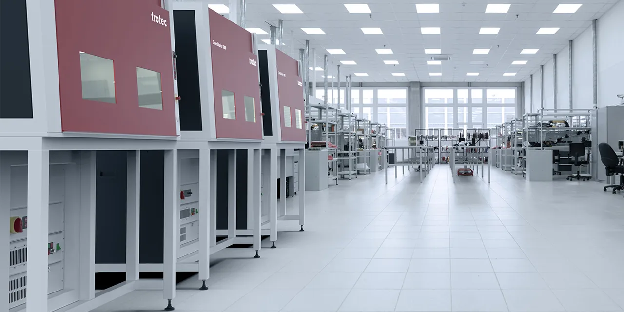 Trotec SpeedMarker 1300 laser marking machines in high-tech production facility