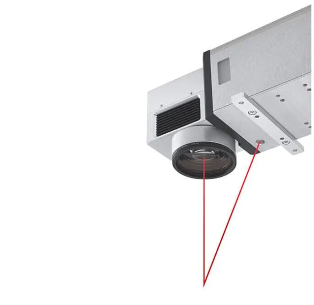 Trotec SpeedMarker Laserbeschriftungskopf mit rotem Laserstrahl für die Präzisionsgravur