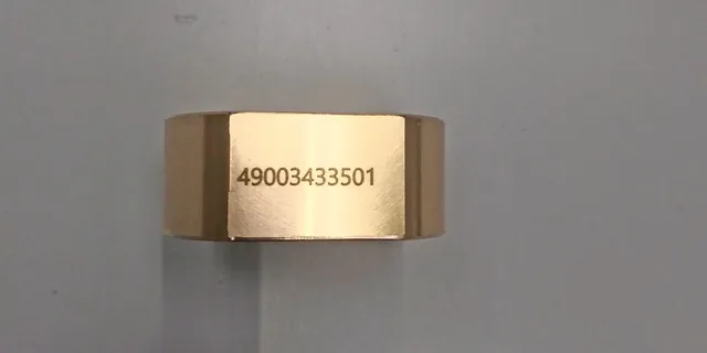 Metal part with serial number laser marked using Trotec SpeedMarker fiber laser