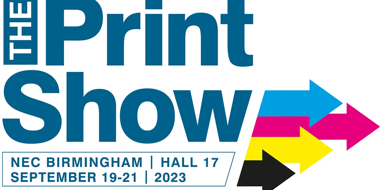 The Print Show 2023 logo with event details for NEC Birmingham, Hall 17, September 19–21