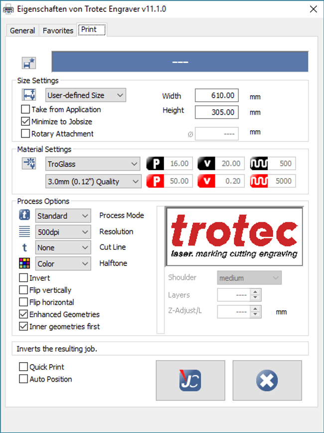 print settings troglass sign ice cream