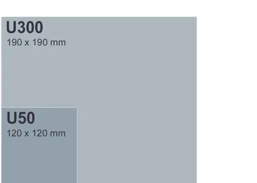 Confronto tra i campi di marcatura laser Trotec U300 e U50, 190x190 mm vs 120x120 mm