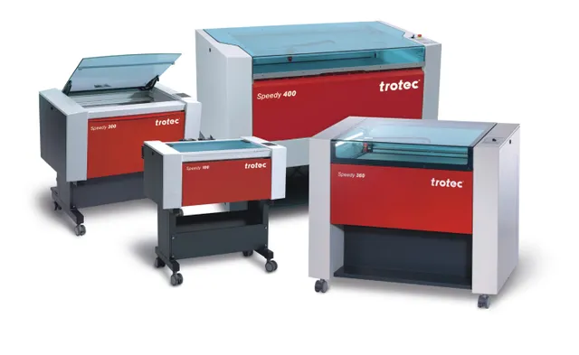 Trotec Speedy-serien af CO₂-lasergraveringsmaskiner, herunder modellerne Speedy 100, 300, 360 og 400