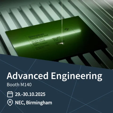 Trotec laser marking metal plate with technical engraving at Advanced Engineering NEC 2025