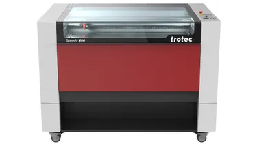 Máquina de gravação a laser Trotec Speedy 400 CO₂ com carcaça vermelha e branca