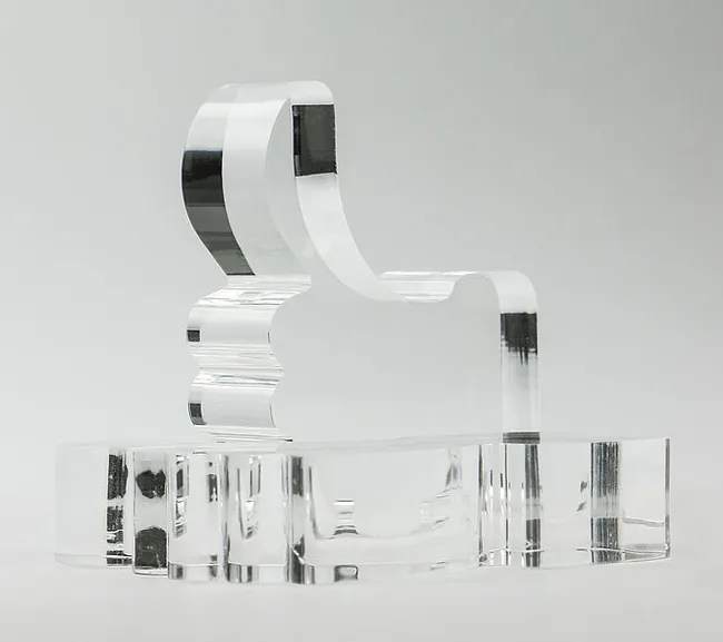 Laser cut acrylic with crystal clear flame polished finish