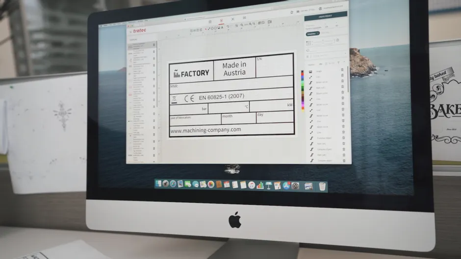 Trotec Ruby Software auf dem iMac: Lasergravieren von Vorlagen für Industrieetiketten