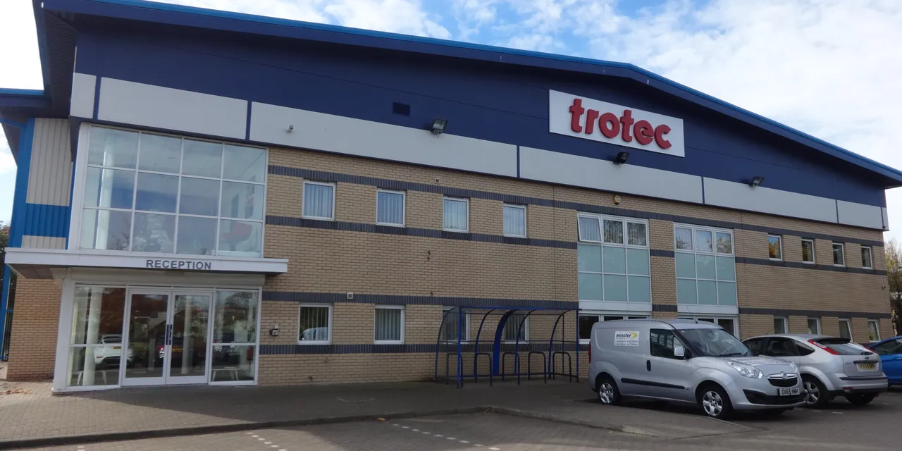 Trotec corporate building exterior with company logo and customer reception entrance